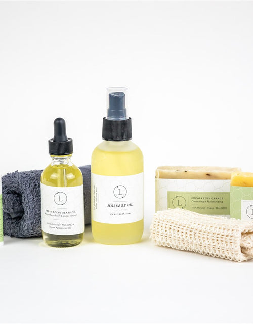 Load image into Gallery viewer, Fresh earthy Natural skincare set, Eucalyptus bath and body, Men Grooming kit/Body oil by Lizush
