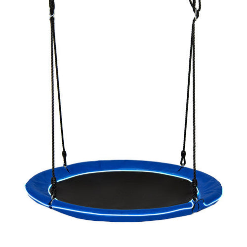 Load image into Gallery viewer, 40 Inches Saucer Tree Swing Round with Lights for Kids and Adults-Navy
