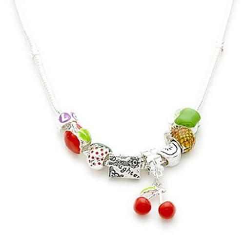 Load image into Gallery viewer, Children's Daughter 'Tutti Frutti' Silver Plated Charm Bead Necklace by Liberty Charms USA
