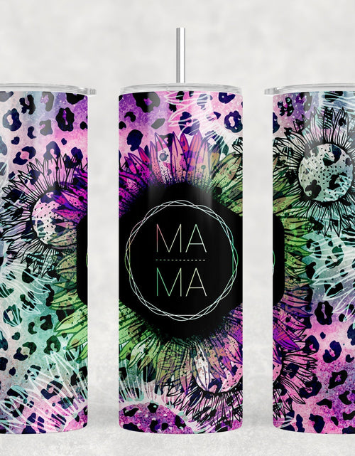 Load image into Gallery viewer, Neon Leopard Print Mama  - 20 oz Steel Skinny Tumbler - Optional Blue Tooth Speaker - Speaker Color will Vary by Rowdy Ridge Co
