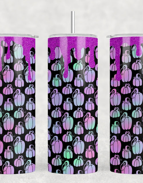 Load image into Gallery viewer, Neon Pumpkins|Skinny Tumbler|Optional Bluetooth Speaker| Speaker Color Varies by Rowdy Ridge Co
