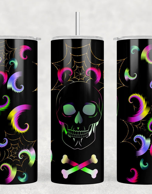 Load image into Gallery viewer, Neon Skull - 20 oz Steel Skinny Tumbler - Optional Blue Tooth Speaker - Speaker Color will Vary by Rowdy Ridge Co
