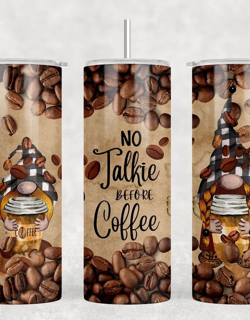 Load image into Gallery viewer, No Talkie Before Coffee Gnome|Skinny Tumbler|Optional Bluetooth Speaker| Speaker Color Varies by Rowdy Ridge Co
