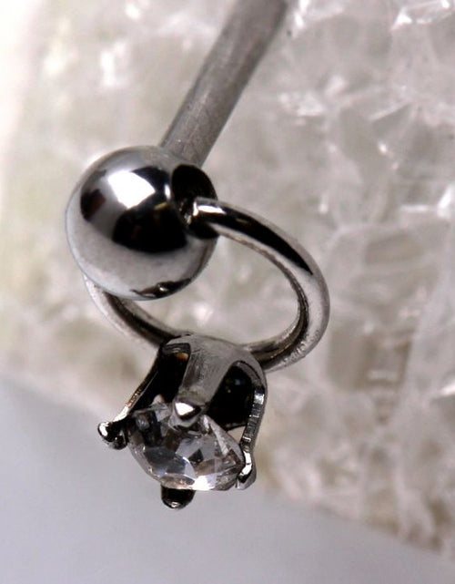 Load image into Gallery viewer, 316L Stainless Steel Slave Ring with Clear CZ Stud Nose Ring by Fashion Hut Jewelry
