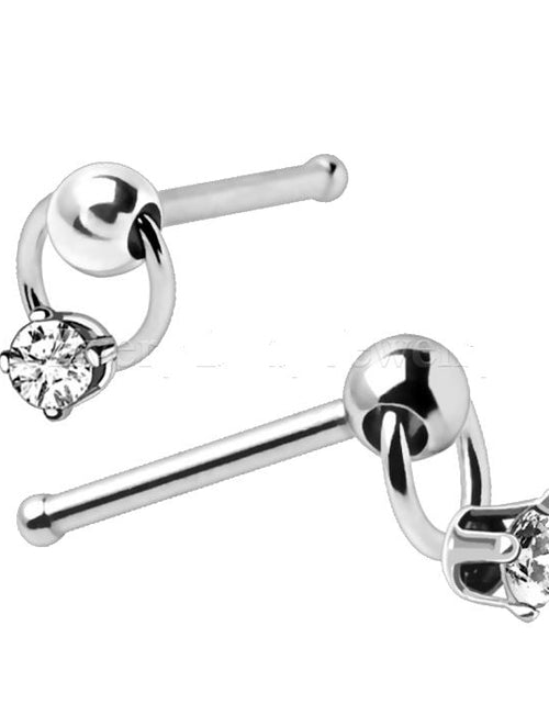 Load image into Gallery viewer, 316L Stainless Steel Slave Ring with Clear CZ Stud Nose Ring by Fashion Hut Jewelry
