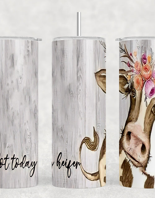 Load image into Gallery viewer, Not Today Heifer - 20 oz Steel Skinny Tumbler - Optional Blue Tooth Speaker - Speaker Color will Vary by Rowdy Ridge Co
