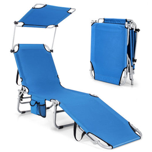Load image into Gallery viewer, Adjustable Outdoor Beach Patio Pool Recliner with Sun Shade-Navy
