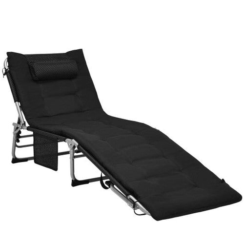 Load image into Gallery viewer, 4-Fold Oversize Padded Folding Lounge Chair with Removable Soft Mattress-Black
