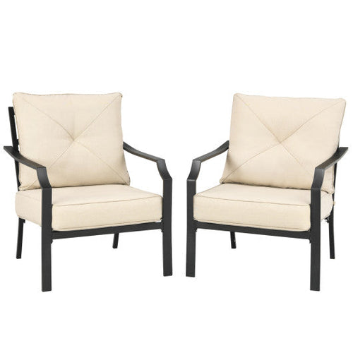 Load image into Gallery viewer, 2 Pieces Patio Dining Set with Padded Cushions Armrest Steel Frame
