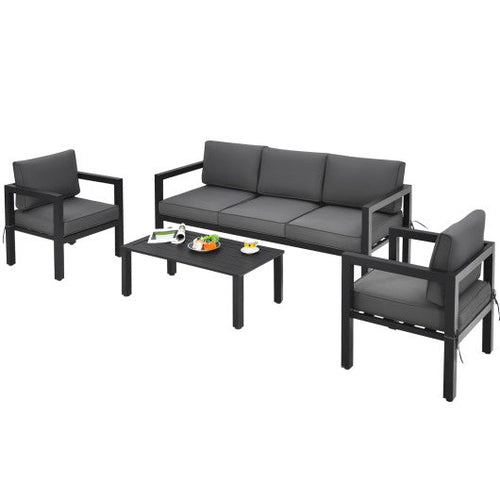 Load image into Gallery viewer, 4 Pieces Outdoor Furniture Set for Backyard and Poolside-Gray
