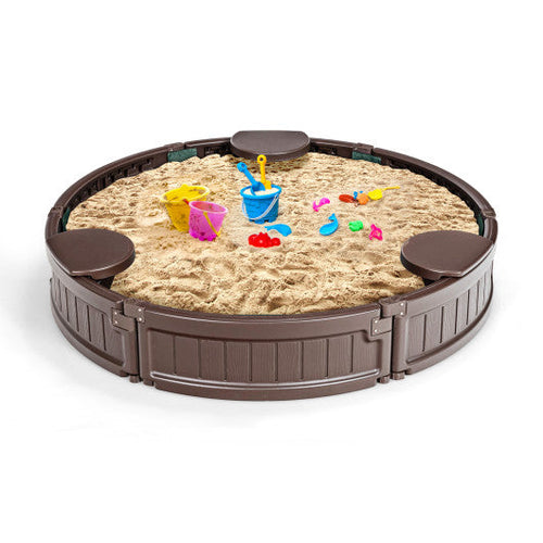 Load image into Gallery viewer, Sandbox with Built-in Corner Seat and Cover-Brown
