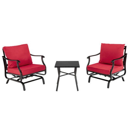 Load image into Gallery viewer, 3 Piece Patio Rocking Chair Set with Coffee Table-Red
