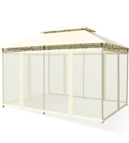 10 Feet x 13 Feet Tent Canopy Shelter with Removable Netting Sidewall-Beige