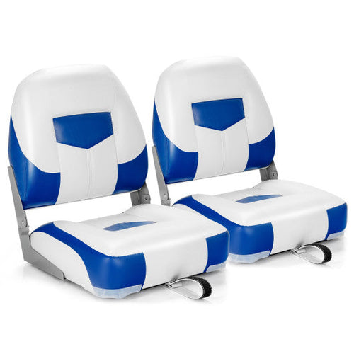Load image into Gallery viewer, Set of 2 Folding Low Back Fishing Boat Seat with Stainless Steel Screws-Blue
