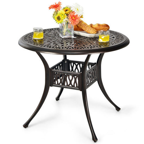 Load image into Gallery viewer, 36 Inch Patio Round Dining Bistro Table with Umbrella Hole-Brown
