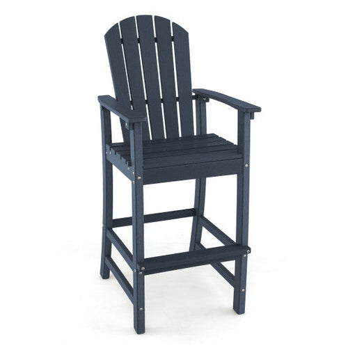 Load image into Gallery viewer, 30 Inches Counter Height Outdoor HDPE Bar Stool with Armrests and Footrest-Navy
