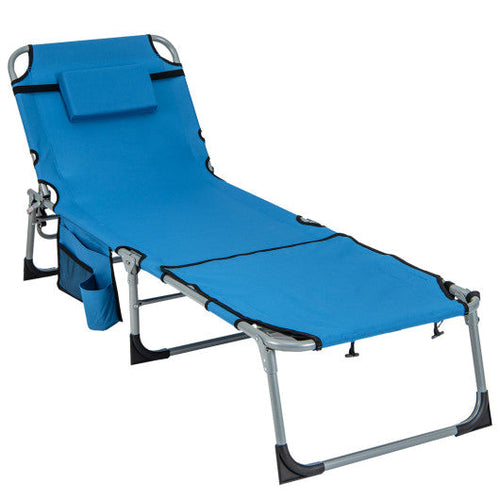 Load image into Gallery viewer, 5-position Outdoor Folding Chaise Lounge Chair-Blue
