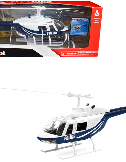 Load image into Gallery viewer, Bell 206 Helicopter Dark Blue and White "Police" "Sky Pilot" Series 1/34 Diecast Model by New Ray
