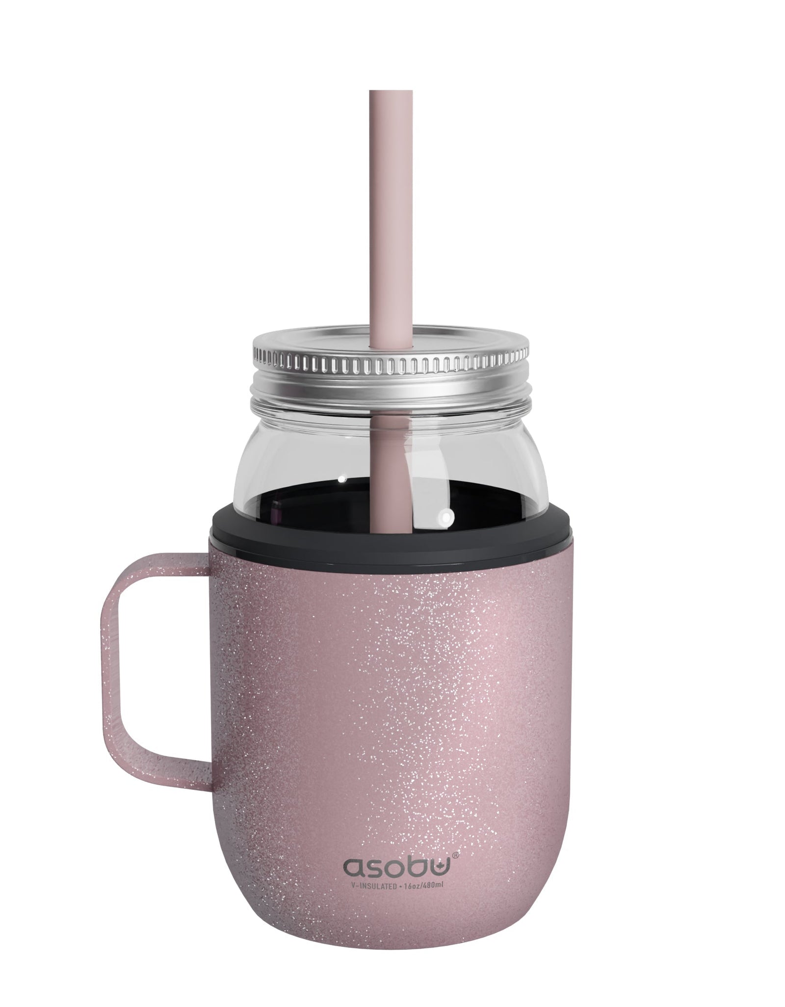 Glitter Pink Light Moonshine Mason Jar by ASOBU®
