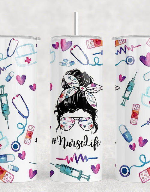 Load image into Gallery viewer, Nurse Life - 20 oz Steel Skinny Tumbler - Optional Blue Tooth Speaker - Speaker Color will Vary by Rowdy Ridge Co
