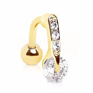 Load image into Gallery viewer, Gold Plated Top Down Round CZ Navel Ring by Fashion Hut Jewelry
