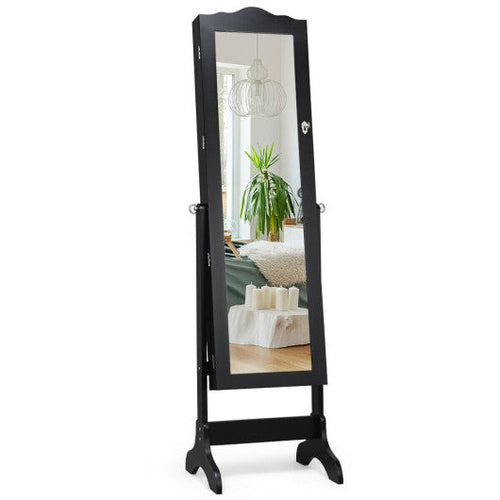 Load image into Gallery viewer, Mirrored Lockable Jewelry Cabinet Armoire Organizer Storage Box-Black

