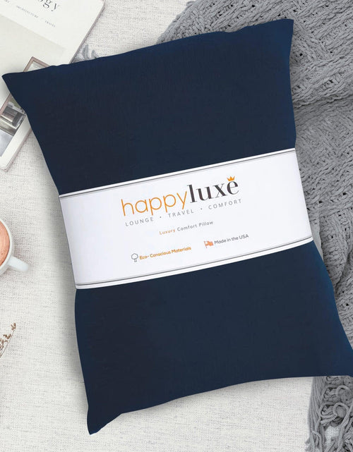 Load image into Gallery viewer, Odyssey Travel Pillow in Navy Blue by HappyLuxe
