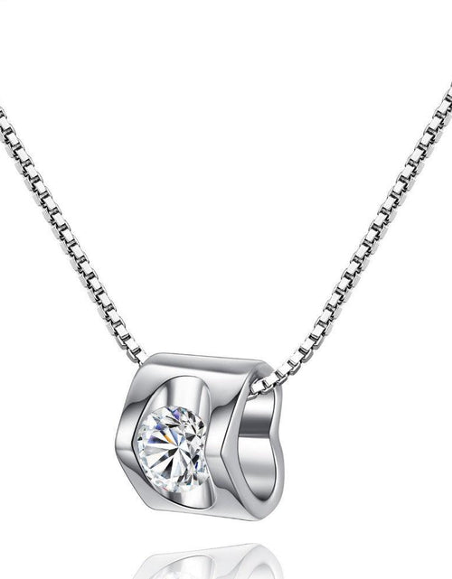 Load image into Gallery viewer, White Gold Cubic Zirconia Heart Pendant Necklace by Hollywood Sensation®
