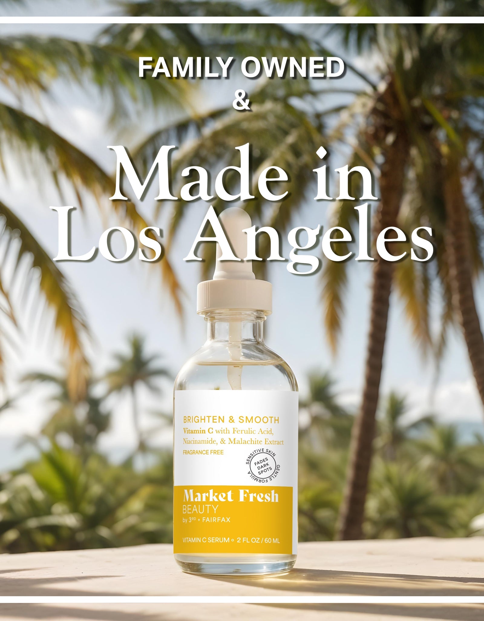 Market Fresh Beauty Vitamin C Serum with Ferulic Acid, Niacinamide, & Malachite Extract | Brighten & Smooth | Fragrance-Free | 2 fl oz by  Los Angeles Brands
