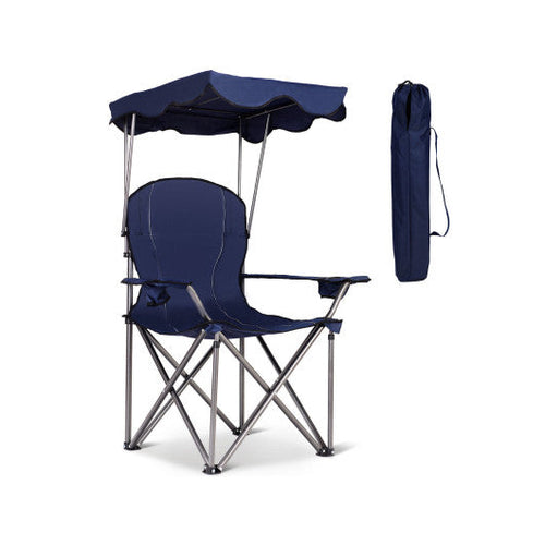 Load image into Gallery viewer, Portable Folding Beach Canopy Chair with Cup Holders-Blue
