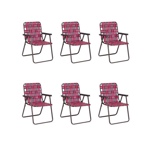 Load image into Gallery viewer, 6 Pieces Folding Beach Chair Camping Lawn Webbing Chair-Red
