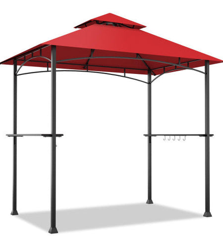 8 x 5 Feet Outdoor Barbecue Grill Gazebo Canopy Tent BBQ Shelter-Wine
