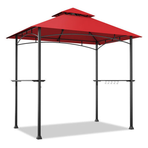 Load image into Gallery viewer, 8 x 5 Feet Outdoor Barbecue Grill Gazebo Canopy Tent BBQ Shelter-Wine
