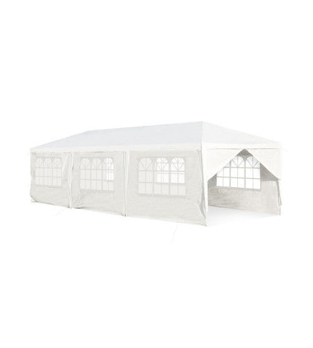10 x 30 Feet Outdoor Canopy Tent with 6 Removable Sidewalls and 2 Doorways-White