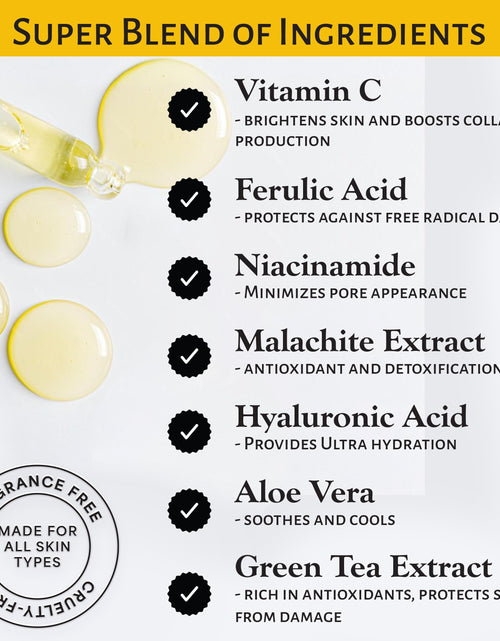 Load image into Gallery viewer, Market Fresh Beauty Vitamin C Serum with Ferulic Acid, Niacinamide, &amp; Malachite Extract | Brighten &amp; Smooth | Fragrance-Free | 2 fl oz by  Los Angeles Brands
