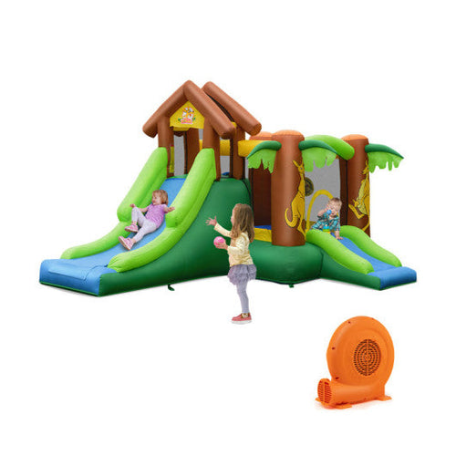 Load image into Gallery viewer, Kids Inflatable Jungle Bounce House Castle with 680W Blower
