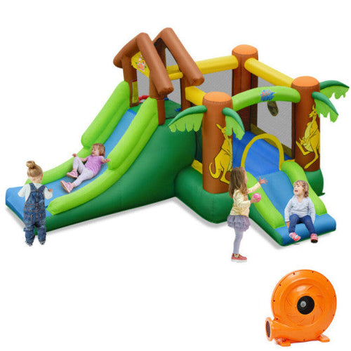 Load image into Gallery viewer, Kids Inflatable Jungle Bounce House Castle with 735W Blower
