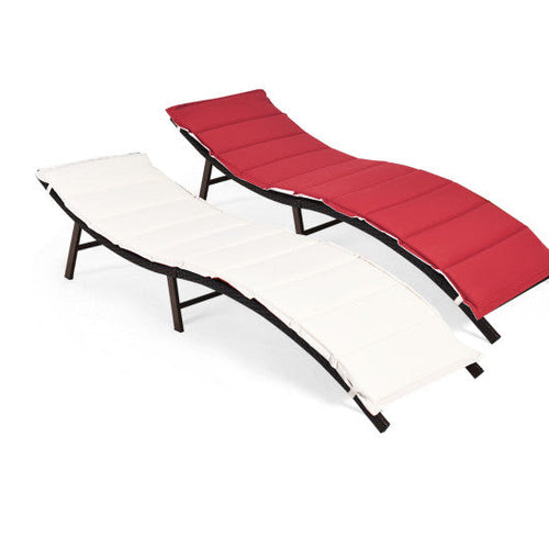 Load image into Gallery viewer, 2Pcs Folding Patio Lounger Chair
