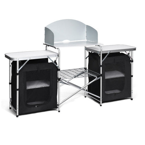 Load image into Gallery viewer, Folding Camping Table with Storage Organizer-Black
