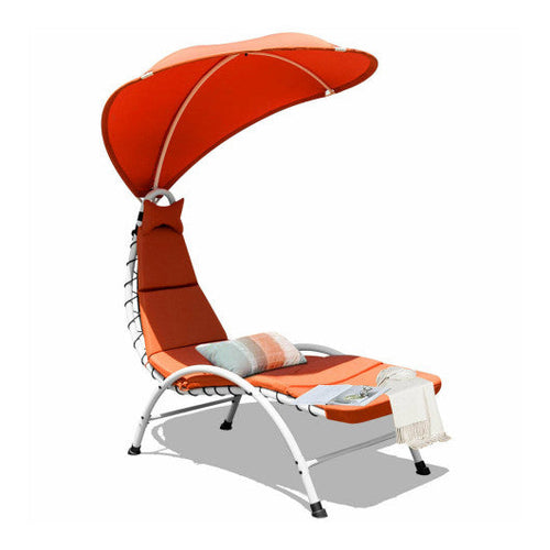 Load image into Gallery viewer, Patio Hanging Swing Hammock Chaise Lounger Chair with Canopy-Orange
