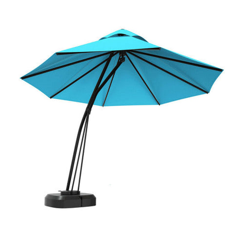 Load image into Gallery viewer, 11 Feet Outdoor Cantilever Hanging Umbrella with Base and Wheels-Turquoise
