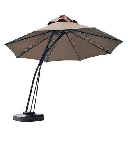 11 Feet Outdoor Cantilever Hanging Umbrella with Base and Wheels-Tan