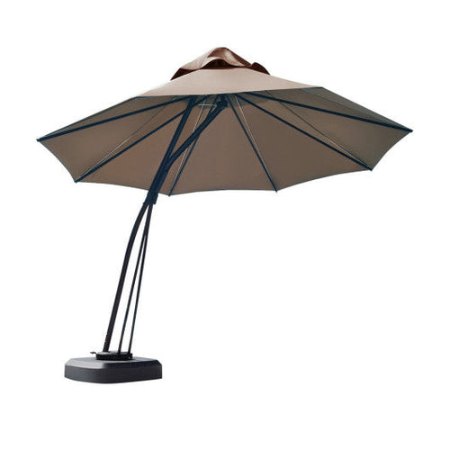 Load image into Gallery viewer, 11 Feet Outdoor Cantilever Hanging Umbrella with Base and Wheels-Tan
