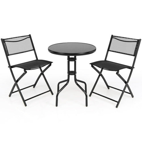 Load image into Gallery viewer, 3 Pieces Folding Bistro Table Chairs Set for Indoor and Outdoor
