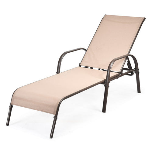Load image into Gallery viewer, Adjustable Patio Chaise Folding Lounge Chair with Backrest-Brown
