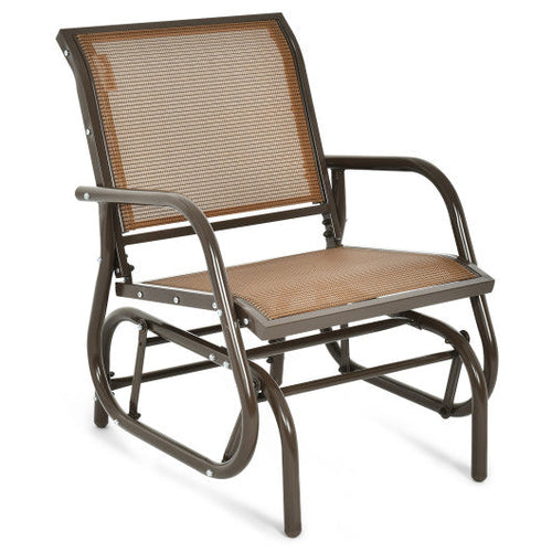 Load image into Gallery viewer, Outdoor Single Swing Glider Rocking Chair with Armrest-Brown
