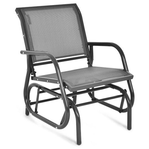 Load image into Gallery viewer, Outdoor Single Swing Glider Rocking Chair with Armrest-Gray
