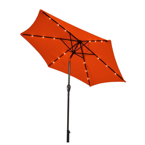 Load image into Gallery viewer, 9 Feet Solar LED Lighted Patio Market Umbrella Tilt Adjustment Crank Lift-Orange
