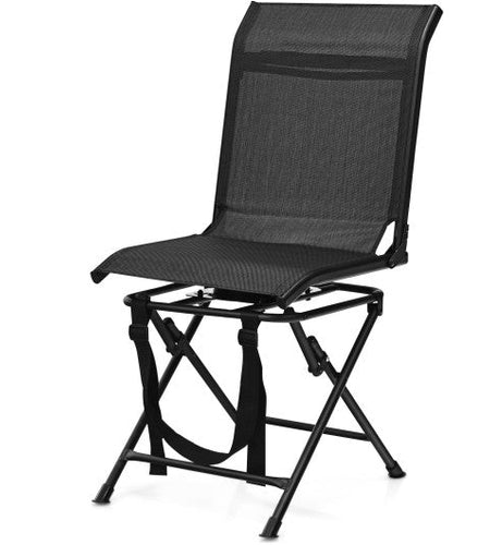 All weather Outdoor Foldable 360 Degree Swivel Chair with Iron Frame-Black