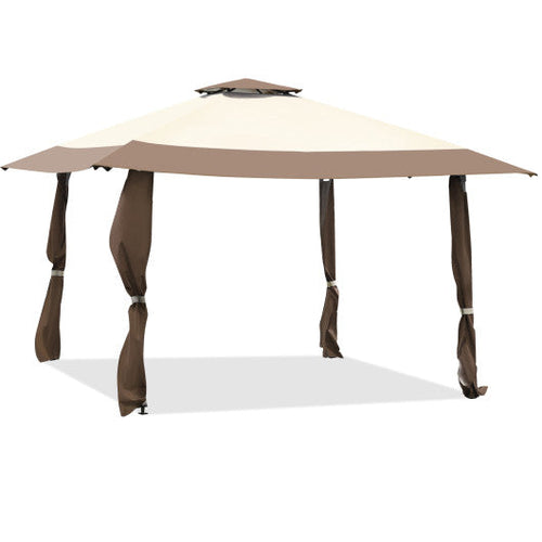 Load image into Gallery viewer, 13 Feet x 13 Feet Pop Up Canopy Tent Instant Outdoor Folding Canopy Shelter-Brown
